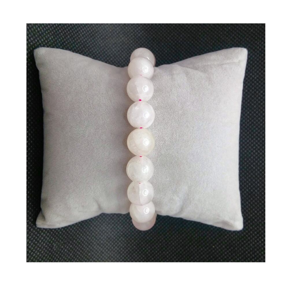 Artisan Rose Quartz Beaded Bracelet Light Pink 10mm Gemstones Bohemian Feminine